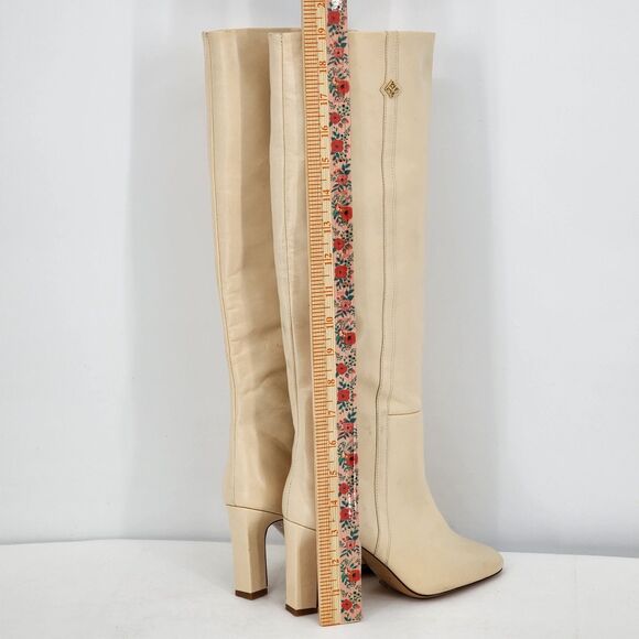 Sandro Jily Smooth Leather Ivory Tall Heeled Boots Size 37 EU NEW - Picture 16 of 16